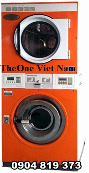 máy giặt công nghiệp chồng tầng mầu cam